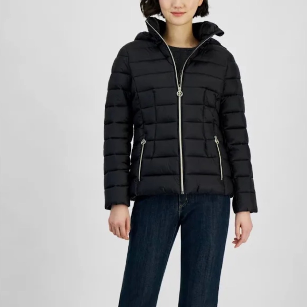 Michael Kors Black Hooded Puffer Jacket